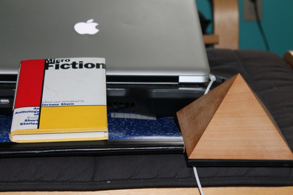 tools of the trade, microfiction, notebook, meditation timer, laptop