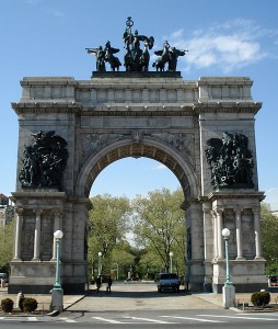 The Soldiers' and Sailors' Memorial Arch at Grand Army Plaza, in Brooklyn / photo credit Jeffrey O. Gustafson from Wikimedia Commons 