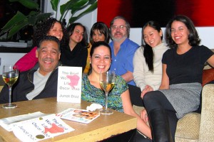 a book club discussing *The Brief Wondrous Life of Oscar Wao* / photo by Paul Lowry