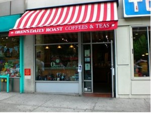 Oren's Daily Roast, on Broadway and 112th Street (next to Tom's Restaurant, which features the famous "Restaurant" sign from <i>Seinfeld</i>)