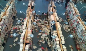 Japanese library after earthquake