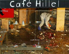 Cafe Hillel in Jerusalem after suicide bombing (9/9/2003)