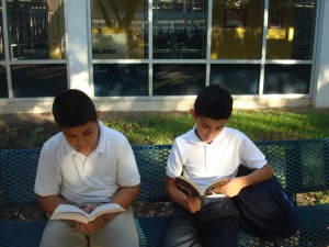 Students at Andrew Jackson Middle School with books donated through ReadThis / photo credit: ReadThis (http://readthisbook.us)