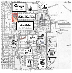 Amick's map of Chicago showing scenes from Nothing But a Smile / from www.steve-amick.com