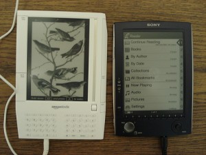 e-Readers (Kindle on left) / photo by jblyberg (flickr cc)